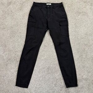 Projek Raw Mens Black Slim Fit Cargo Tech Pants Stretch Utility Gorpcore 30x29